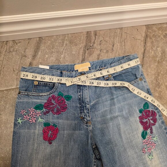 Rare MK Couture Italian Embroidered Jeans size 8 flowers hibiscus michael kors - Picture 10 of 12